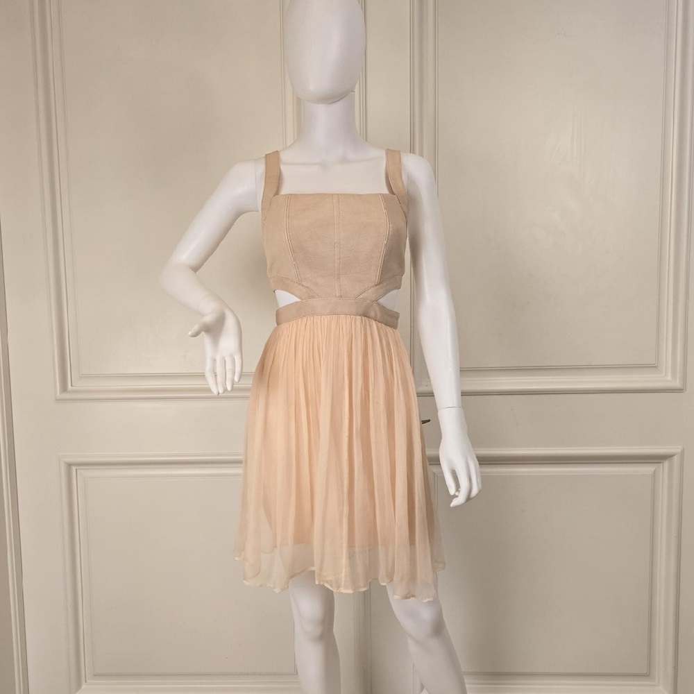 Alice + Olivia Pink Cream Sundress Square Neck Mini